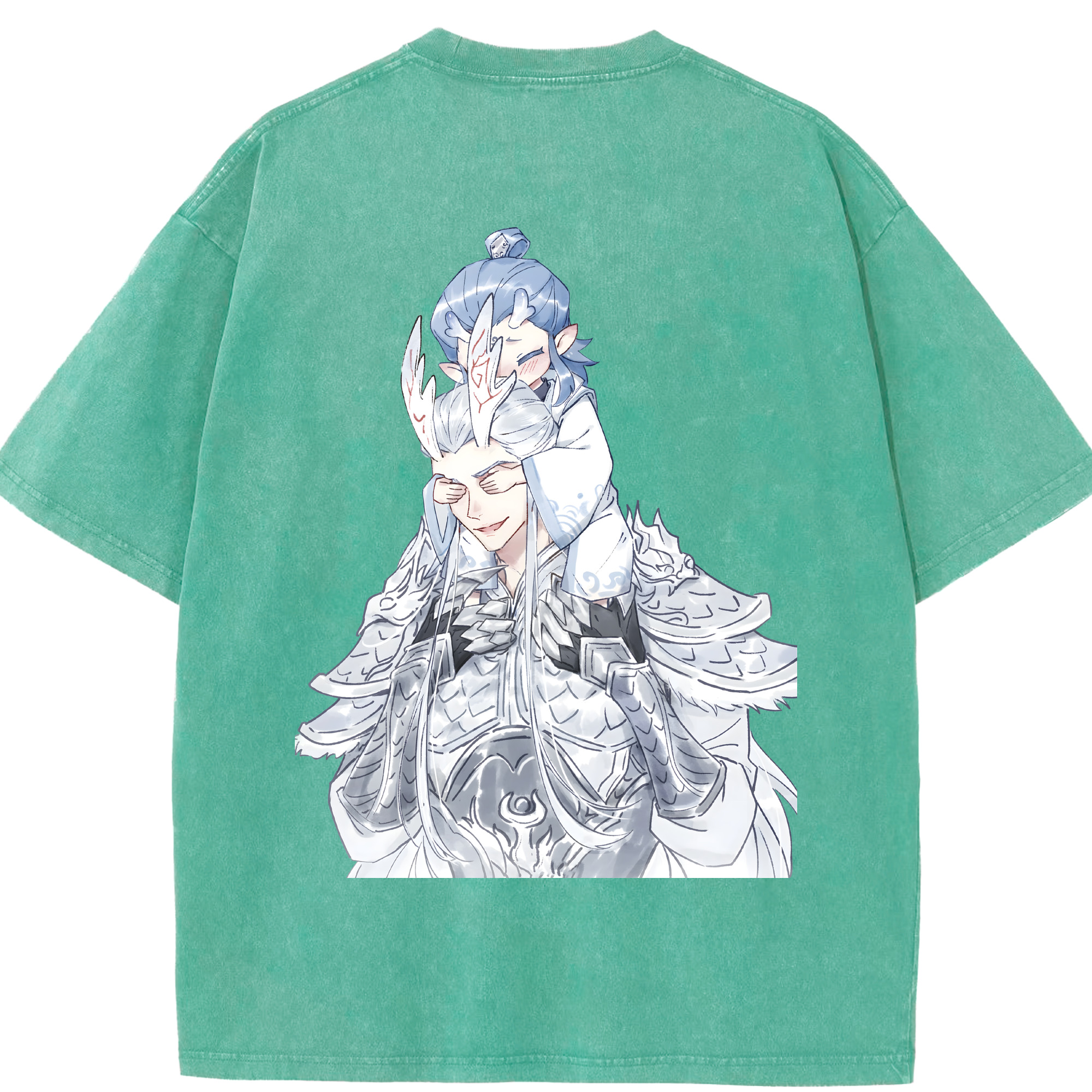 （画像用） Ne Zha 2 ナタ 魔童の大暴れ 綿100% ヴィンテージ風 半袖Tシャツ（背面プリント）